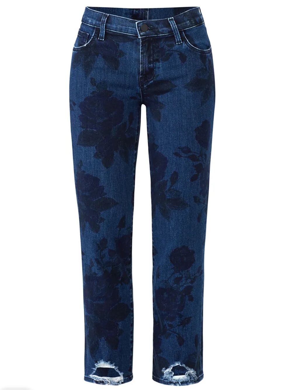 J Brand Dark Blue Floral Selena Straight-Leg Jeans